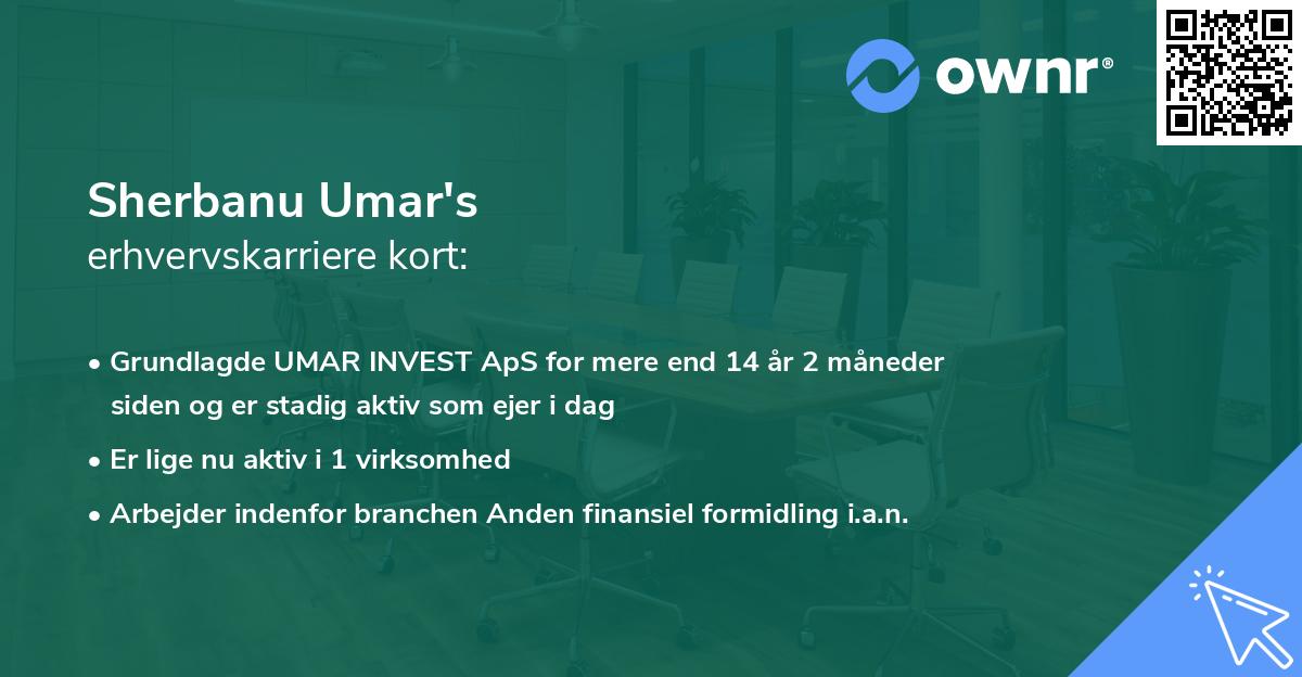 Sherbanu Umar's erhvervskarriere kort