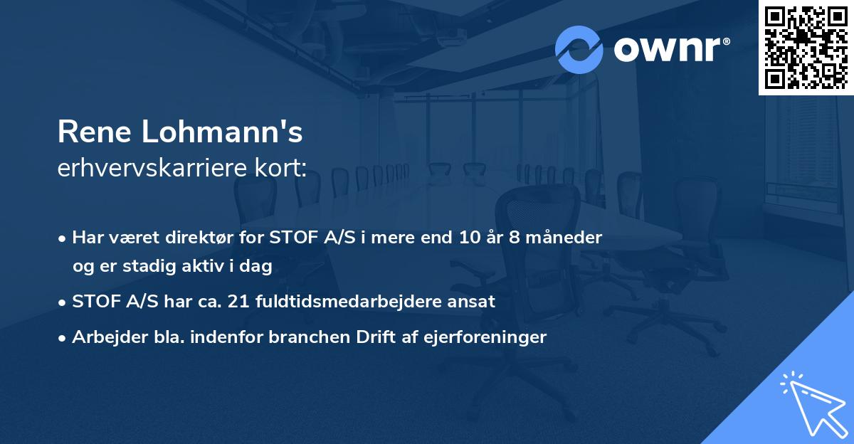 Rene Lohmann's erhvervskarriere kort