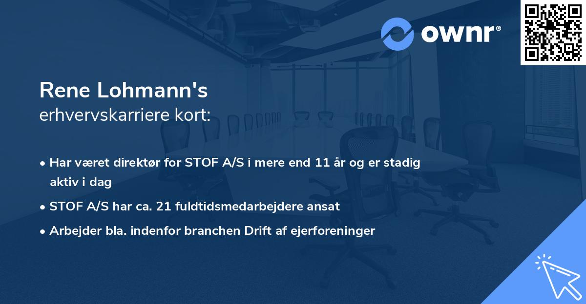 Rene Lohmann's erhvervskarriere kort