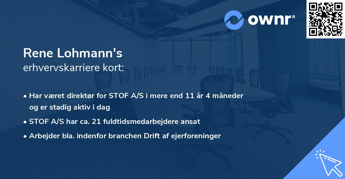 Rene Lohmann's erhvervskarriere kort