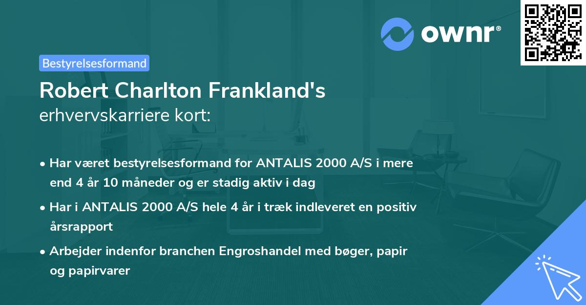 Robert Charlton Frankland's erhvervskarriere kort