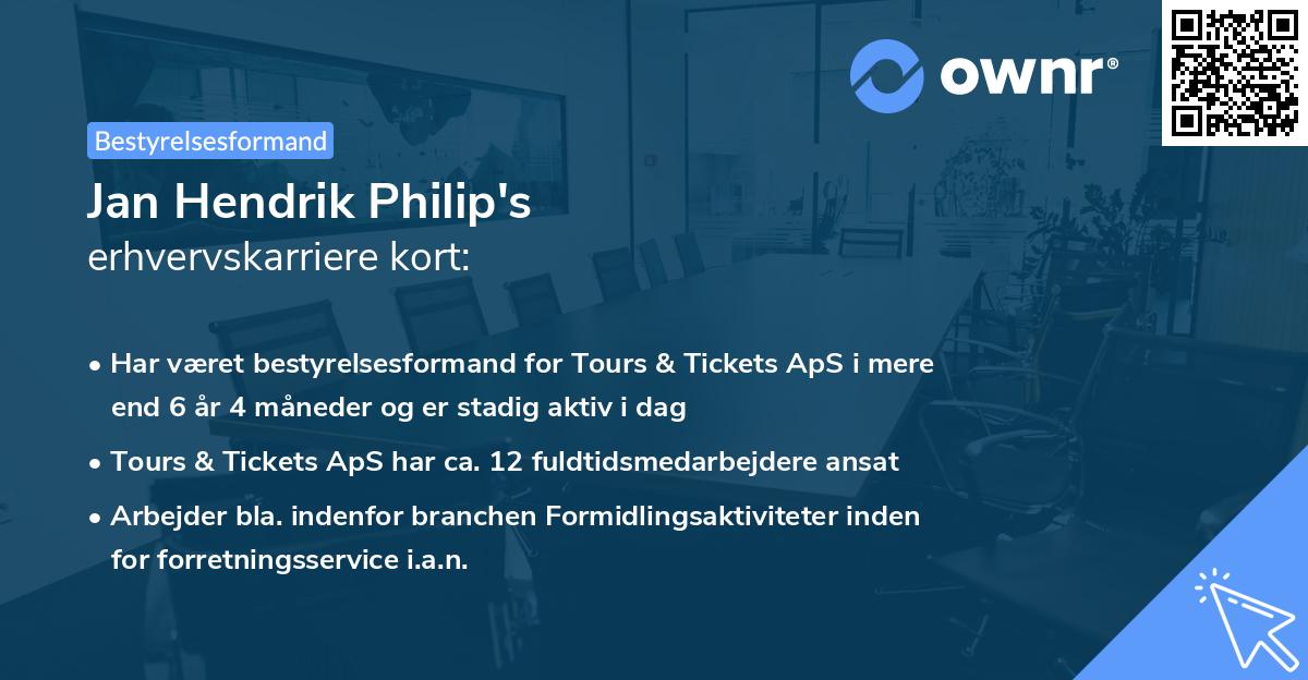 Jan Hendrik Philip's erhvervskarriere kort