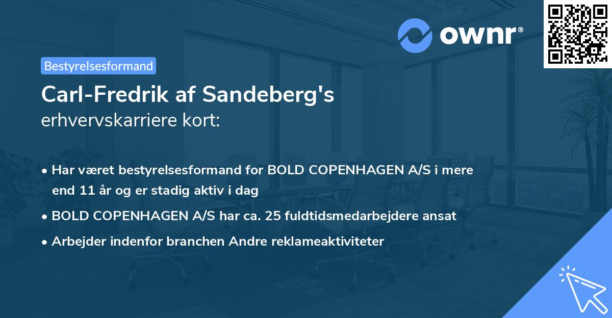 Carl-Fredrik af Sandeberg's erhvervskarriere kort