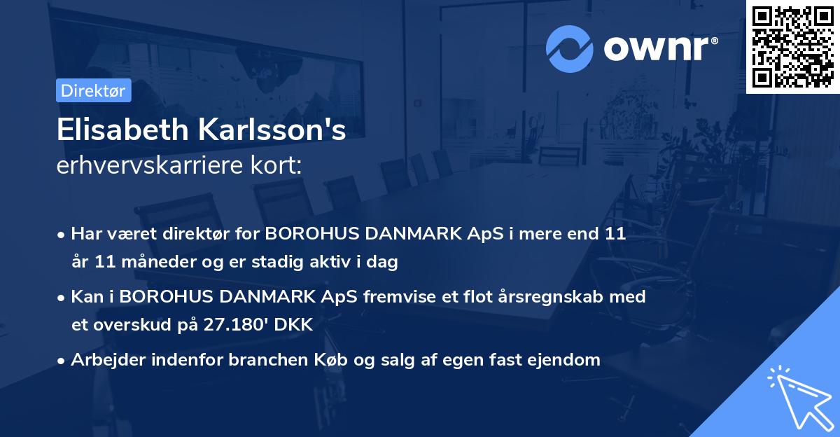 Elisabeth Karlsson's erhvervskarriere kort