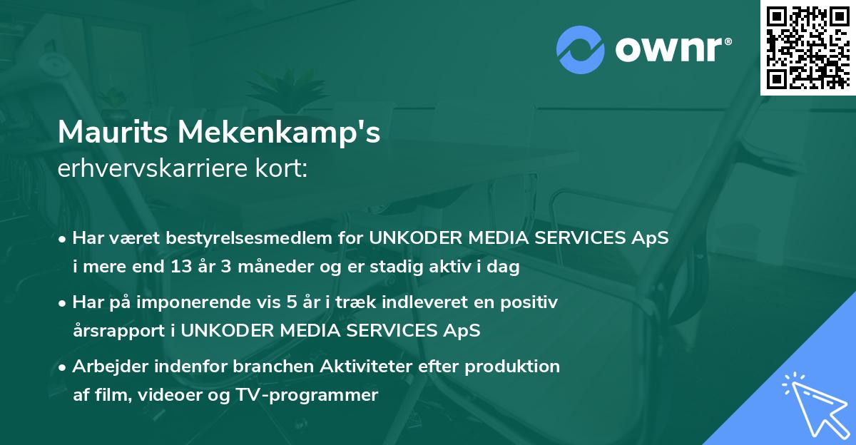 Maurits Mekenkamp's erhvervskarriere kort