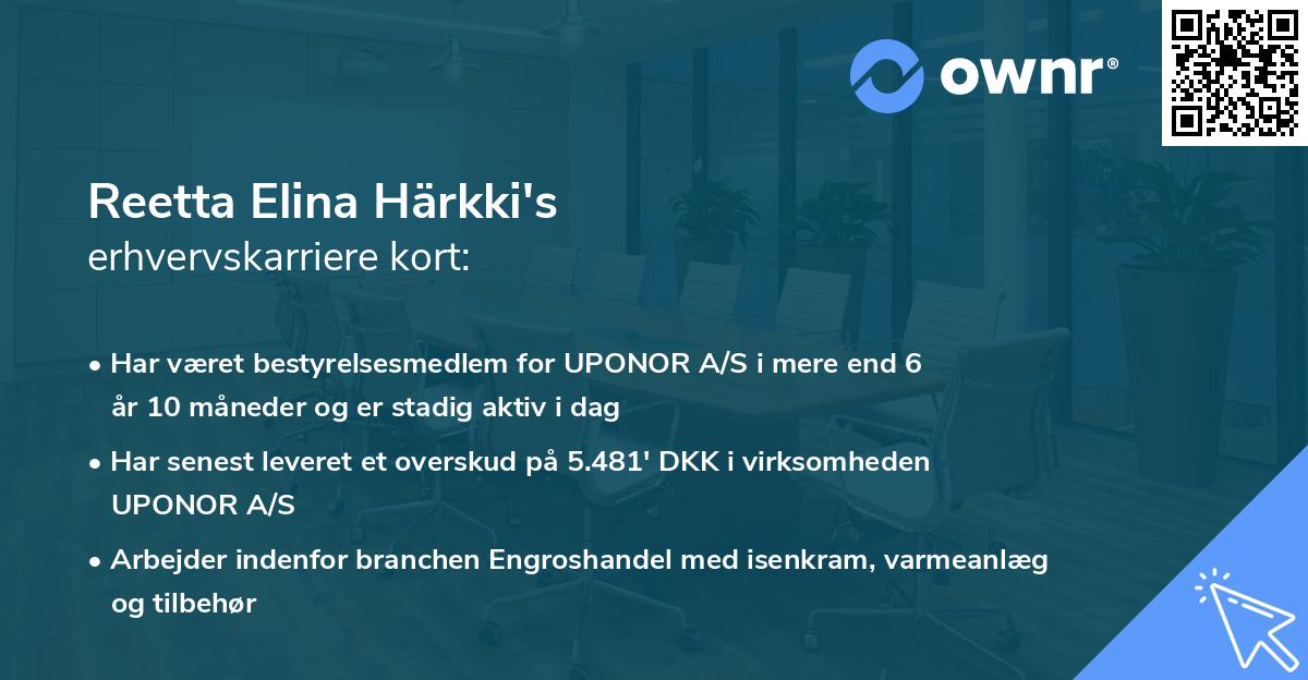 Reetta Elina Härkki's erhvervskarriere kort