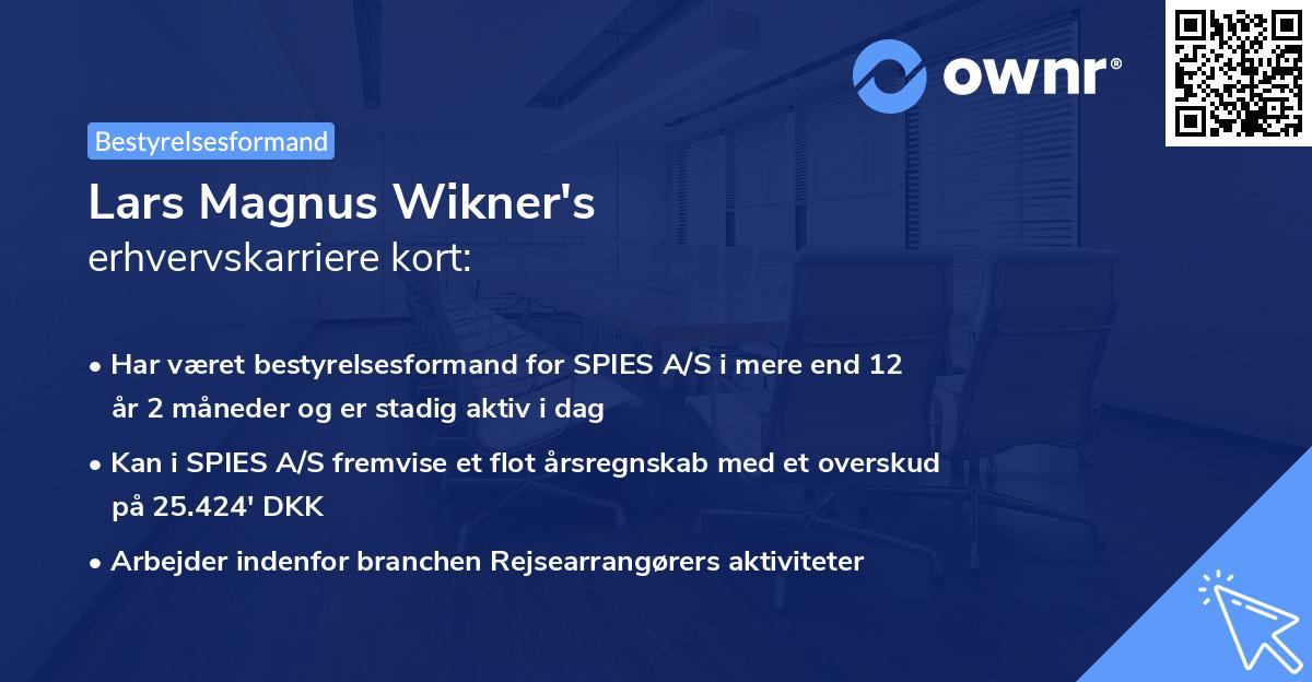 Lars Magnus Wikner's erhvervskarriere kort