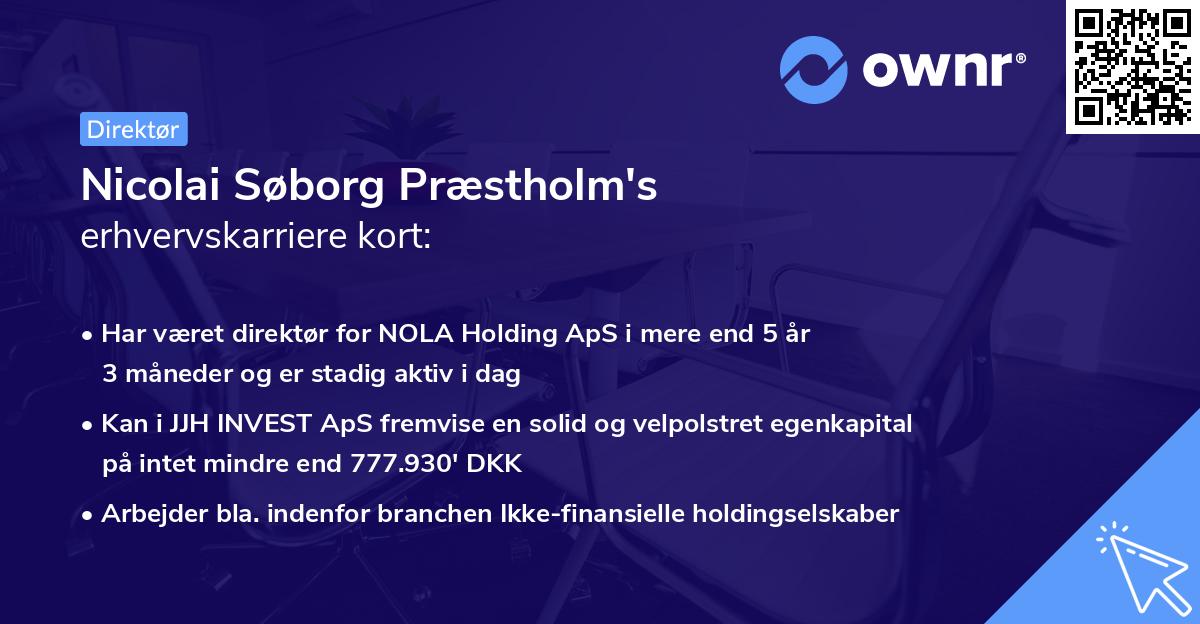 Nicolai Søborg Præstholm's erhvervskarriere kort