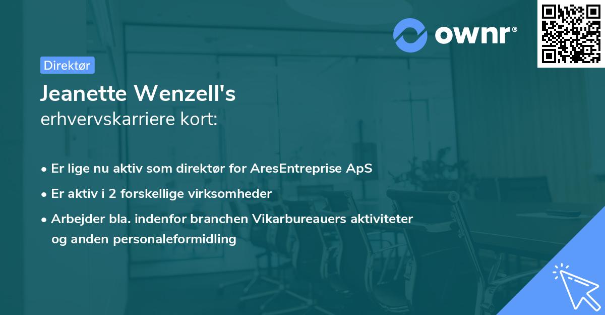 Jeanette Wenzell's erhvervskarriere kort