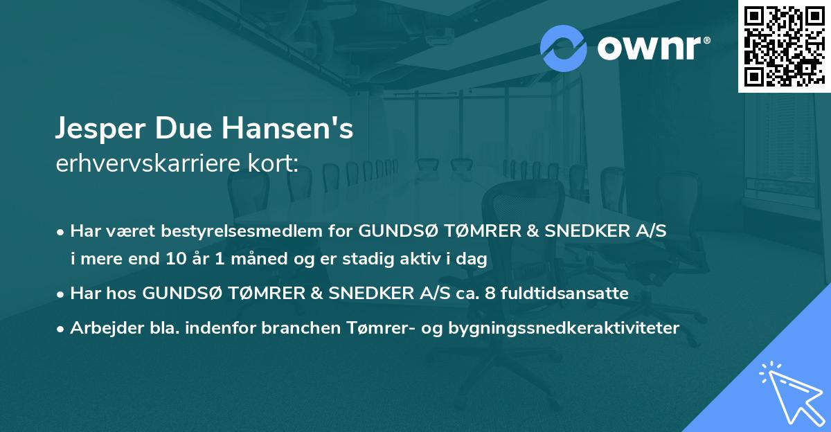 Jesper Due Hansen's erhvervskarriere kort