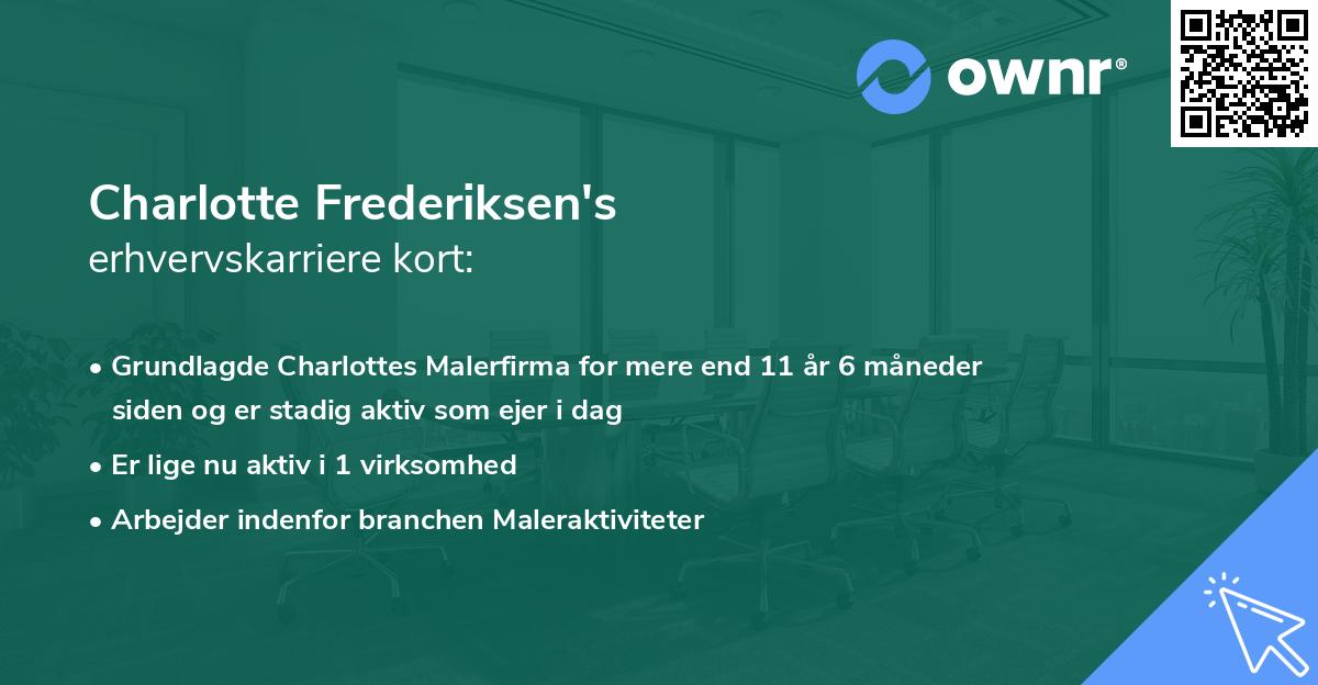 Charlotte Frederiksen's erhvervskarriere kort