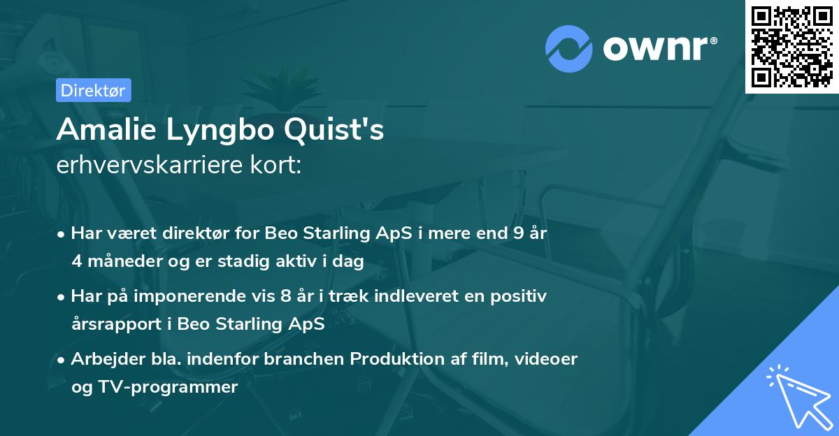 Amalie Lyngbo Quist's erhvervskarriere kort