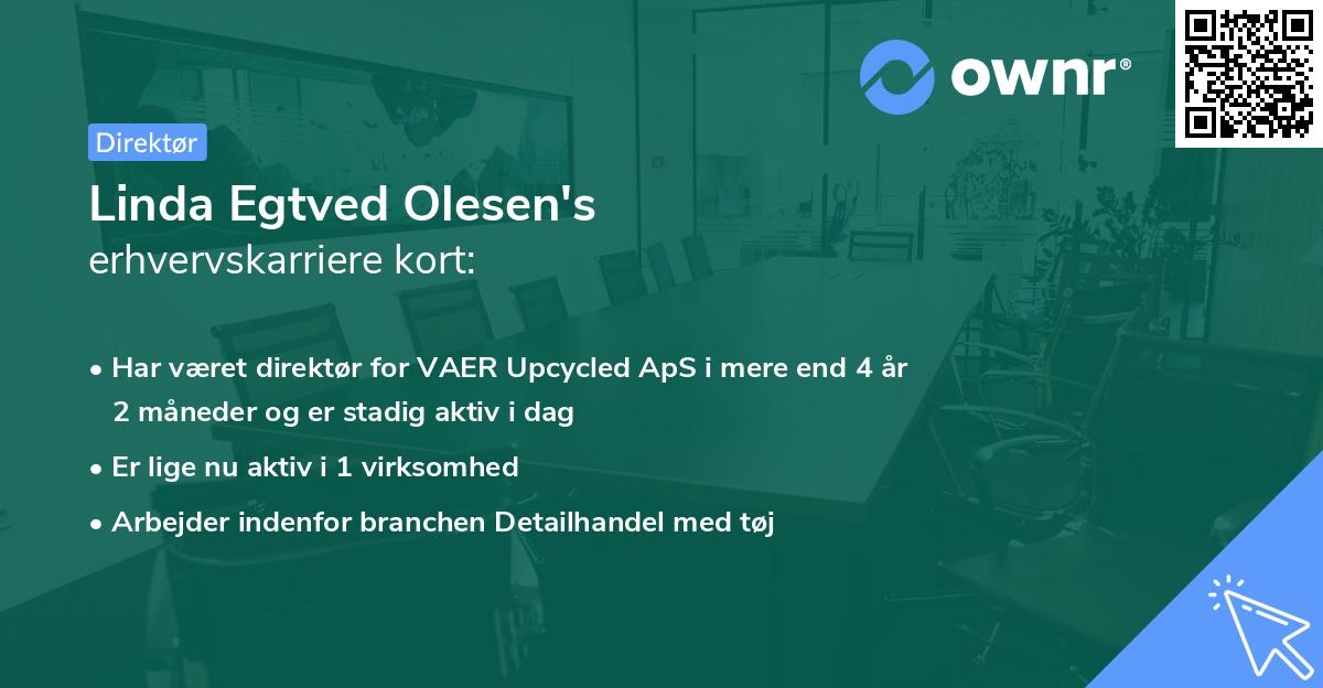 Linda Egtved Olesen's erhvervskarriere kort