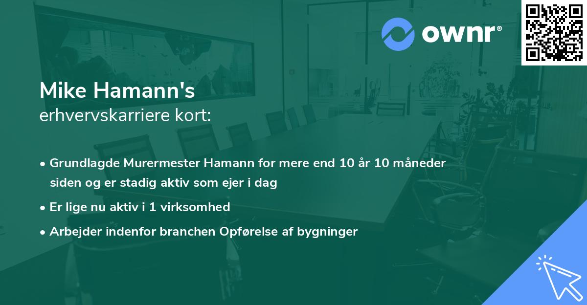 Mike Hamann's erhvervskarriere kort