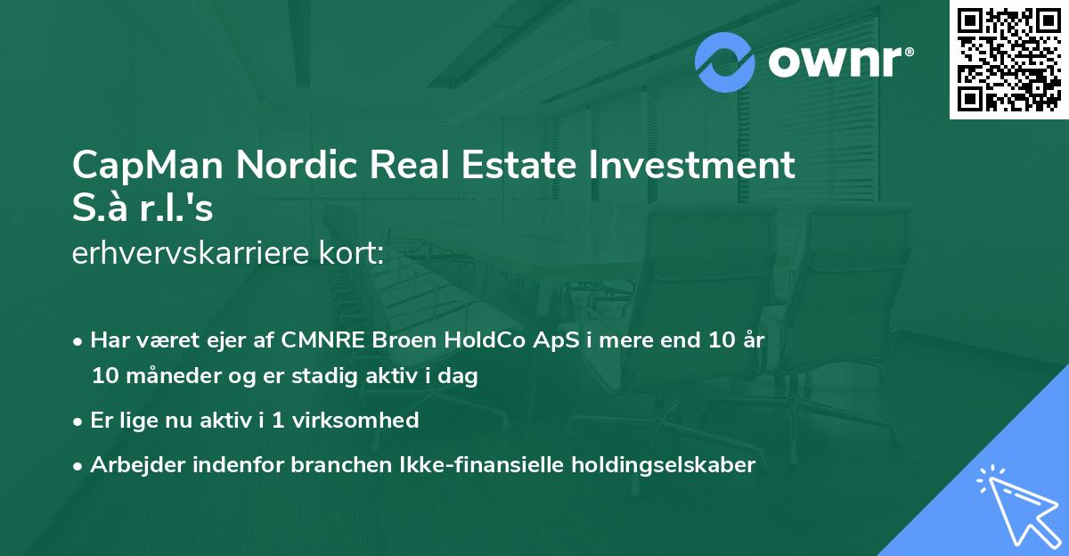 CapMan Nordic Real Estate Investment S.à r.l.'s erhvervskarriere kort