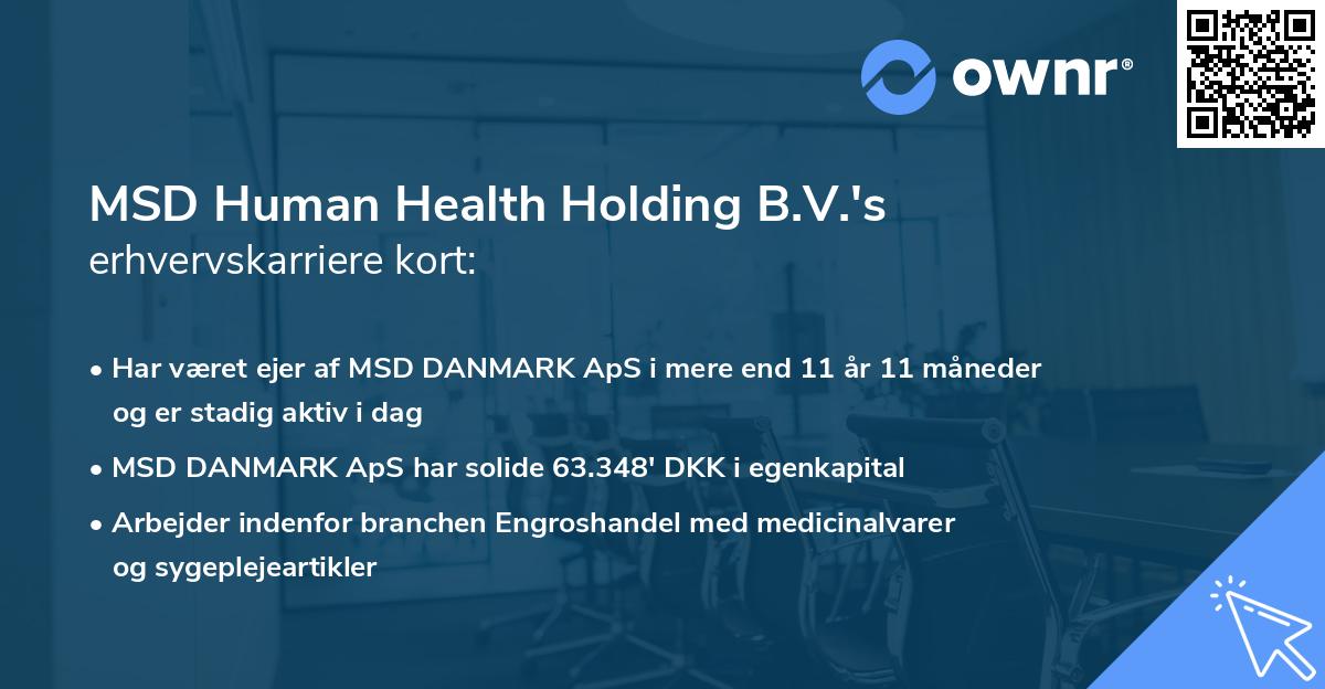 MSD Human Health Holding B.V.'s erhvervskarriere kort