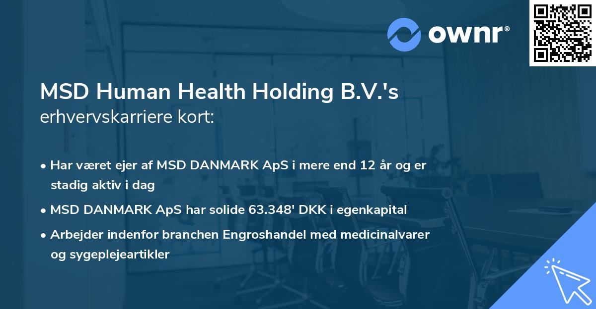 MSD Human Health Holding B.V.'s erhvervskarriere kort