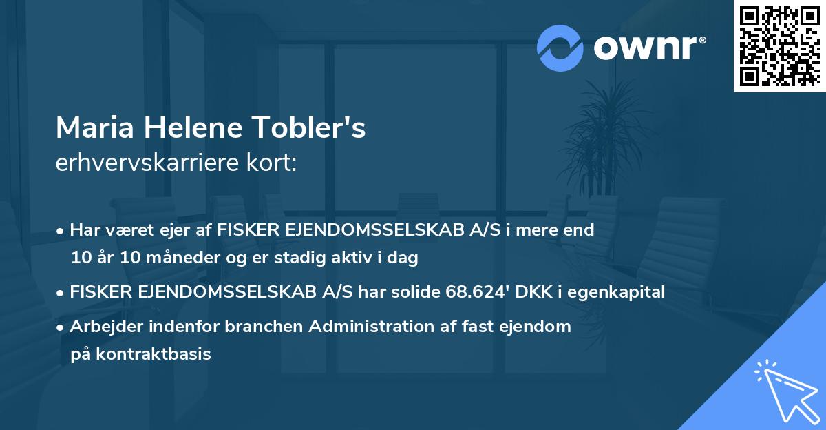 Maria Helene Tobler's erhvervskarriere kort
