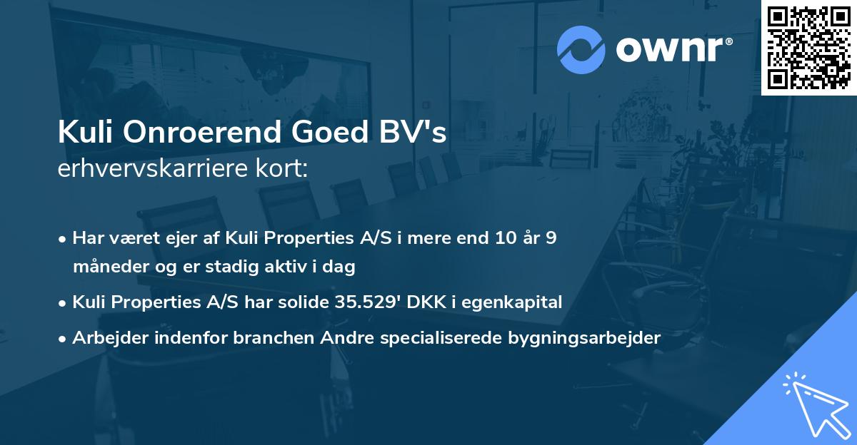 Kuli Onroerend Goed BV's erhvervskarriere kort