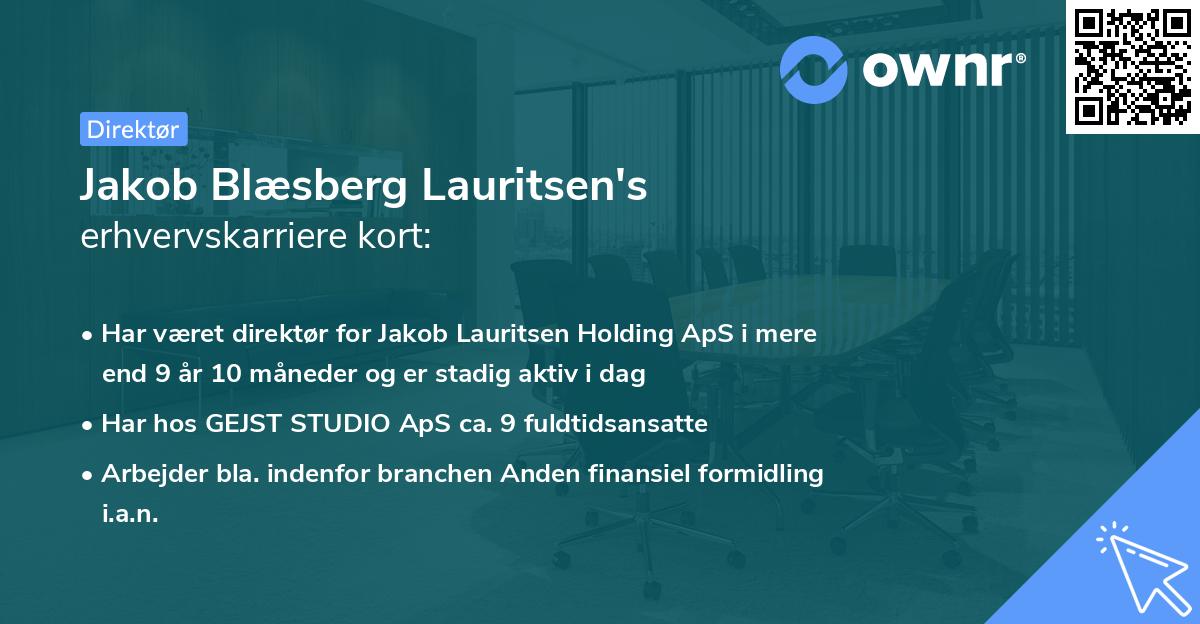 Jakob Blæsberg Lauritsen's erhvervskarriere kort