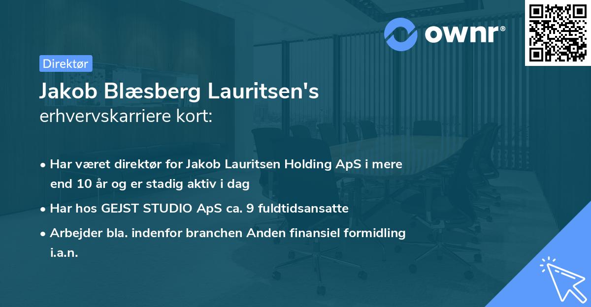 Jakob Blæsberg Lauritsen's erhvervskarriere kort