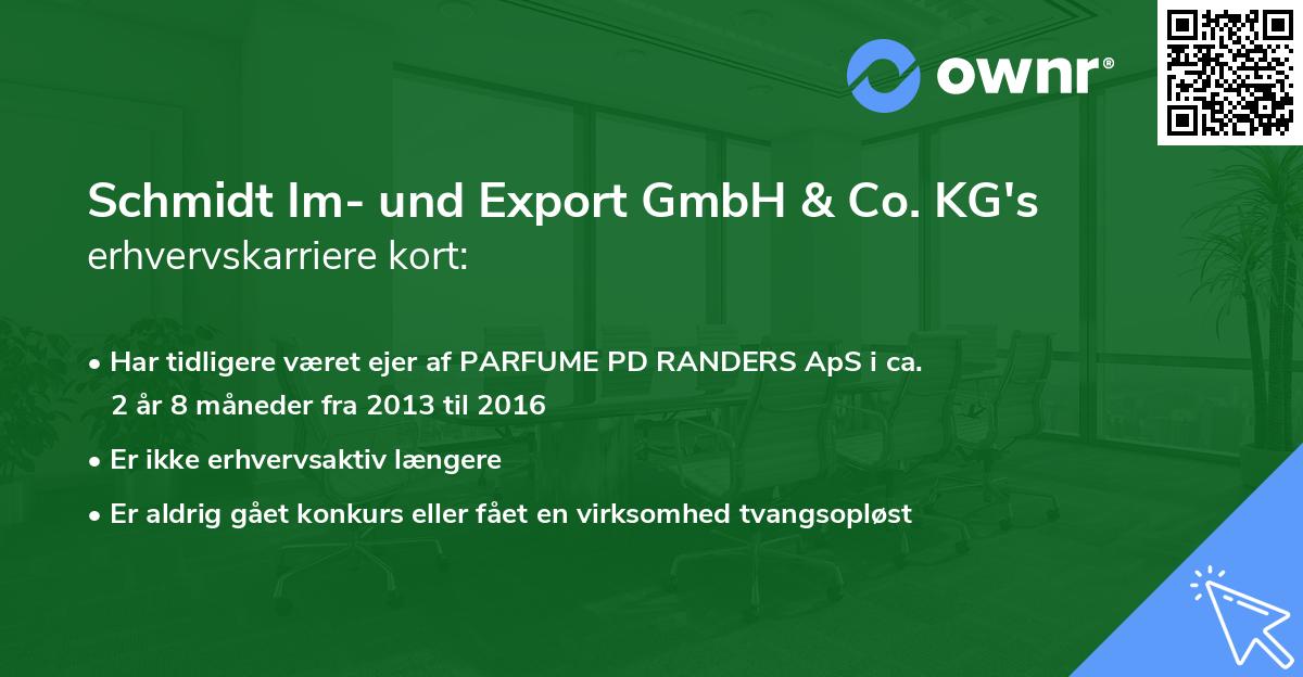 Schmidt Im- und Export GmbH & Co. KG's erhvervskarriere kort