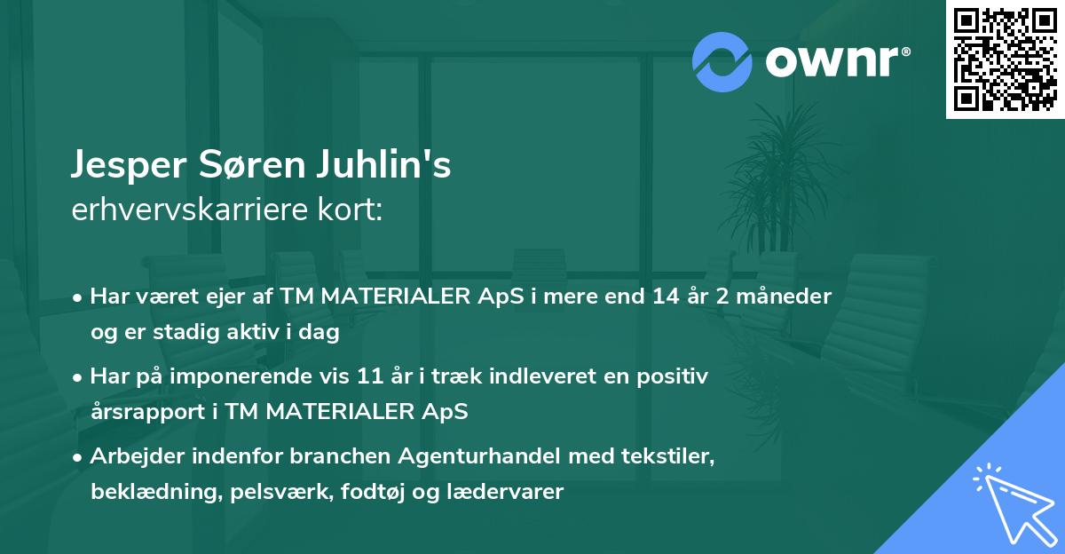 Jesper Søren Juhlin's erhvervskarriere kort