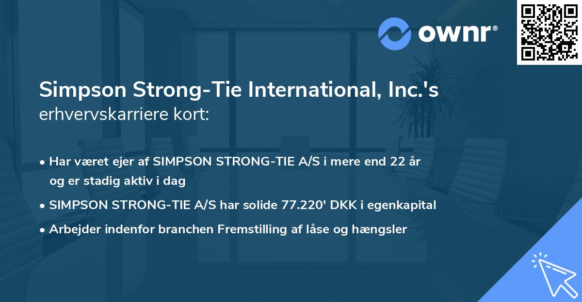 Simpson Strong-Tie International, Inc.'s erhvervskarriere kort
