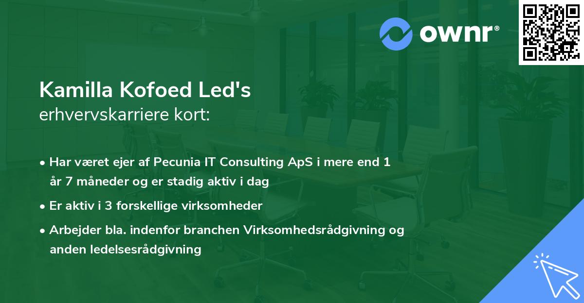 Kamilla Kofoed Led's erhvervskarriere kort