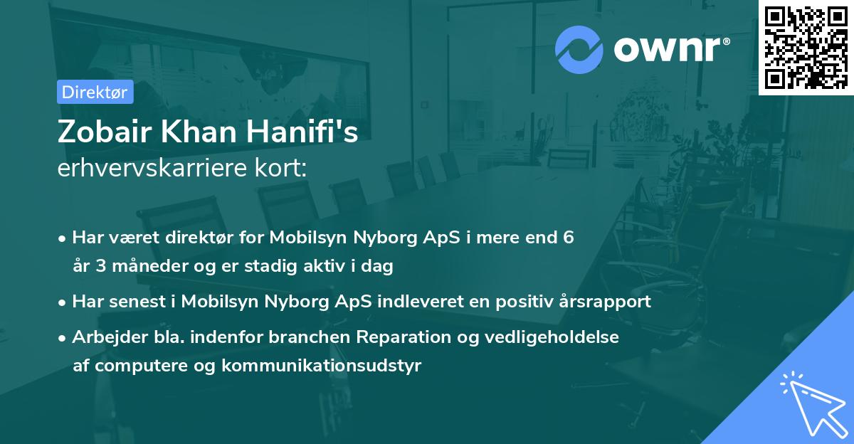 Zobair Khan Hanifi's erhvervskarriere kort