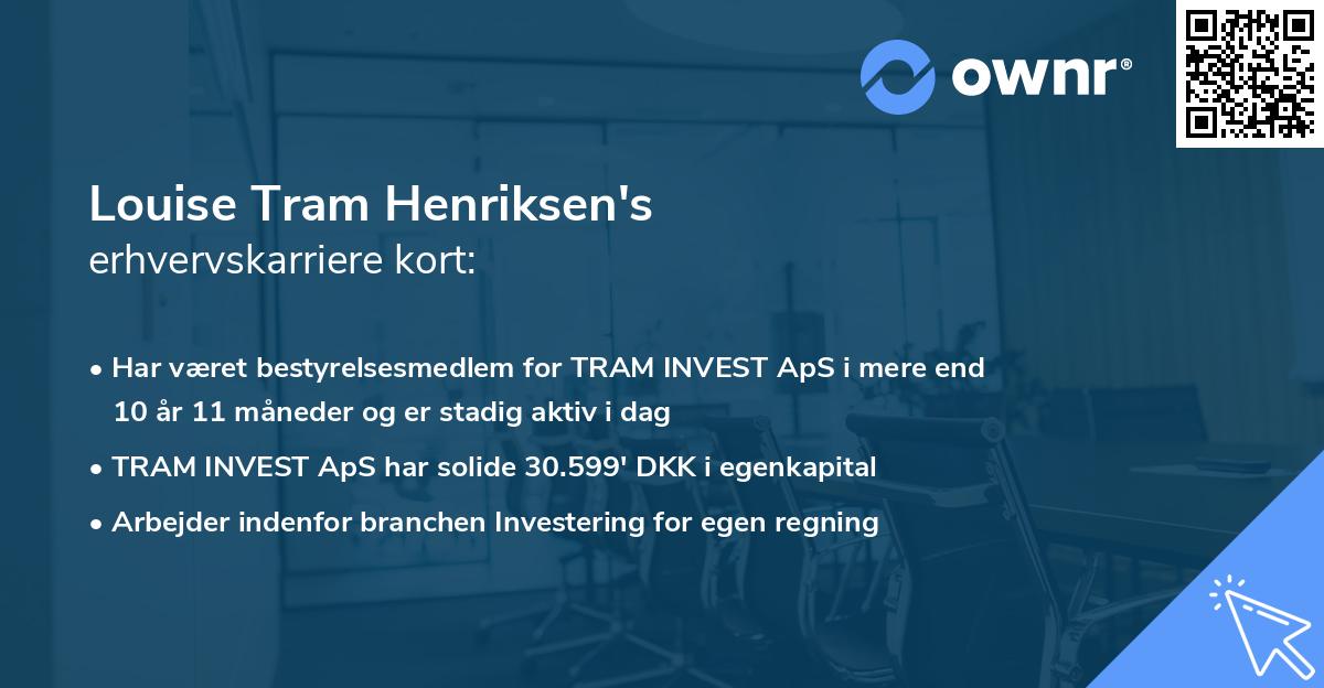 Louise Tram Henriksen's erhvervskarriere kort