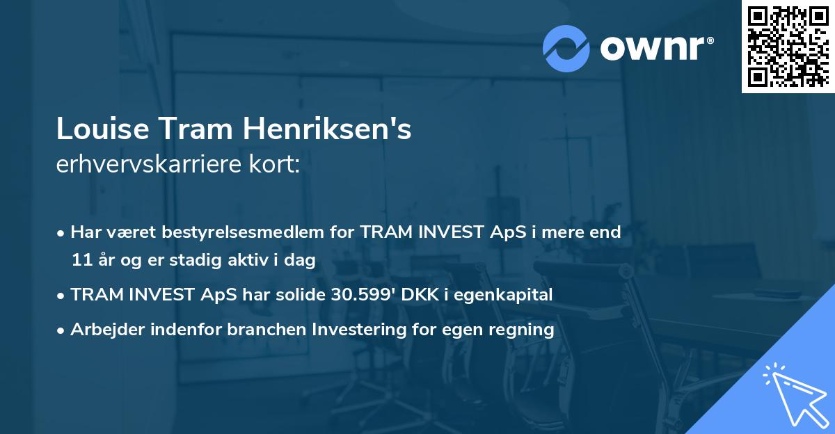 Louise Tram Henriksen's erhvervskarriere kort