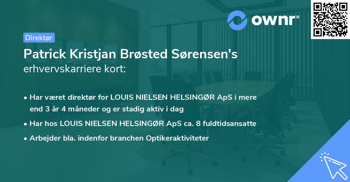 Patrick Kristjan Brøsted Sørensen's erhvervskarriere kort