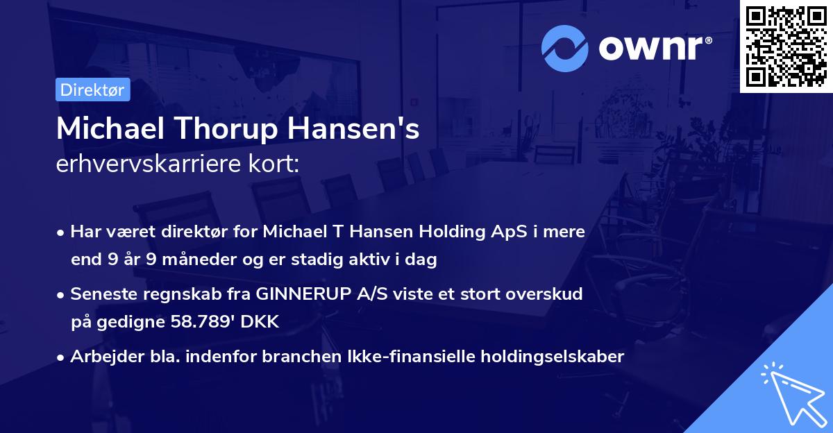 Michael Thorup Hansen's erhvervskarriere kort