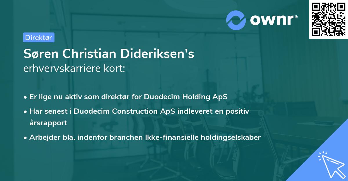 Søren Christian Dideriksen's erhvervskarriere kort