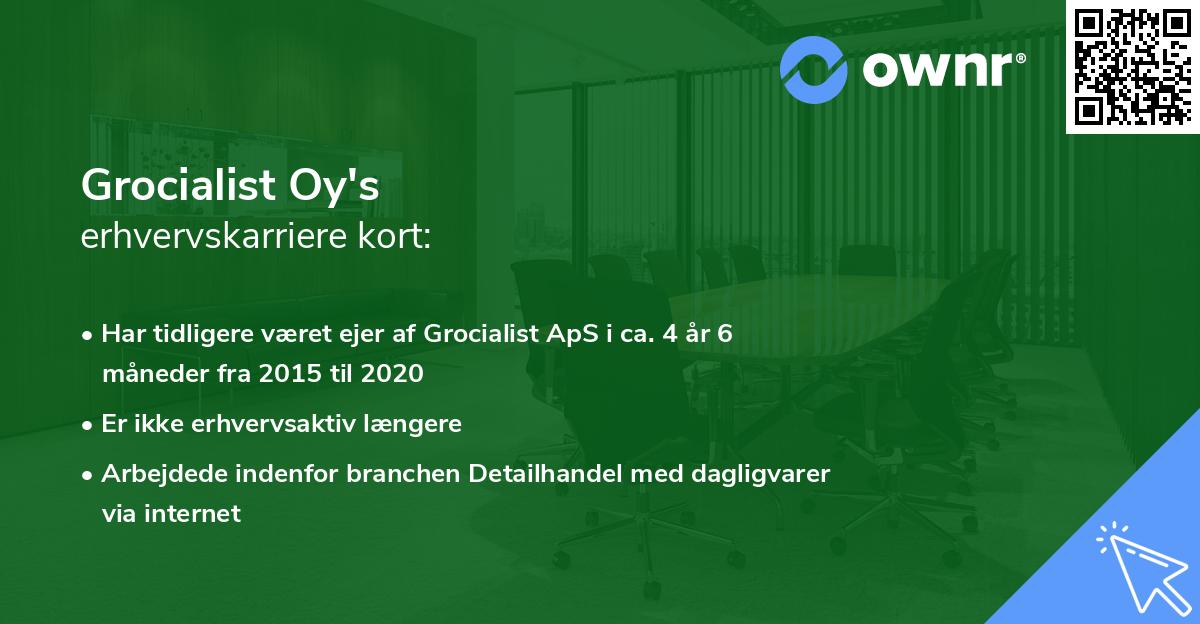 Grocialist Oy's erhvervskarriere kort