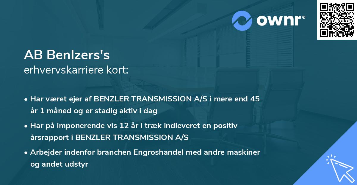 AB Benlzers's erhvervskarriere kort