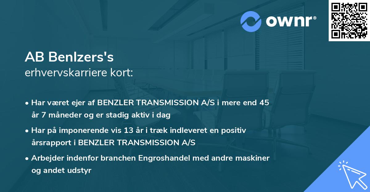 AB Benlzers's erhvervskarriere kort