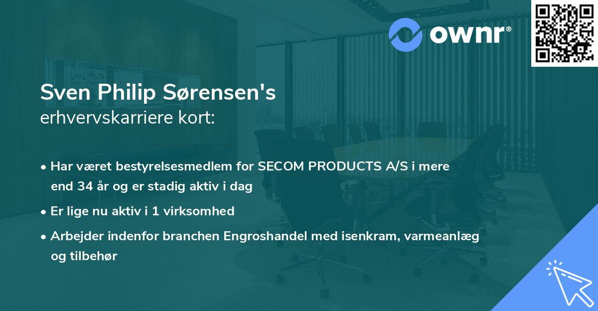 Sven Philip Sørensen's erhvervskarriere kort