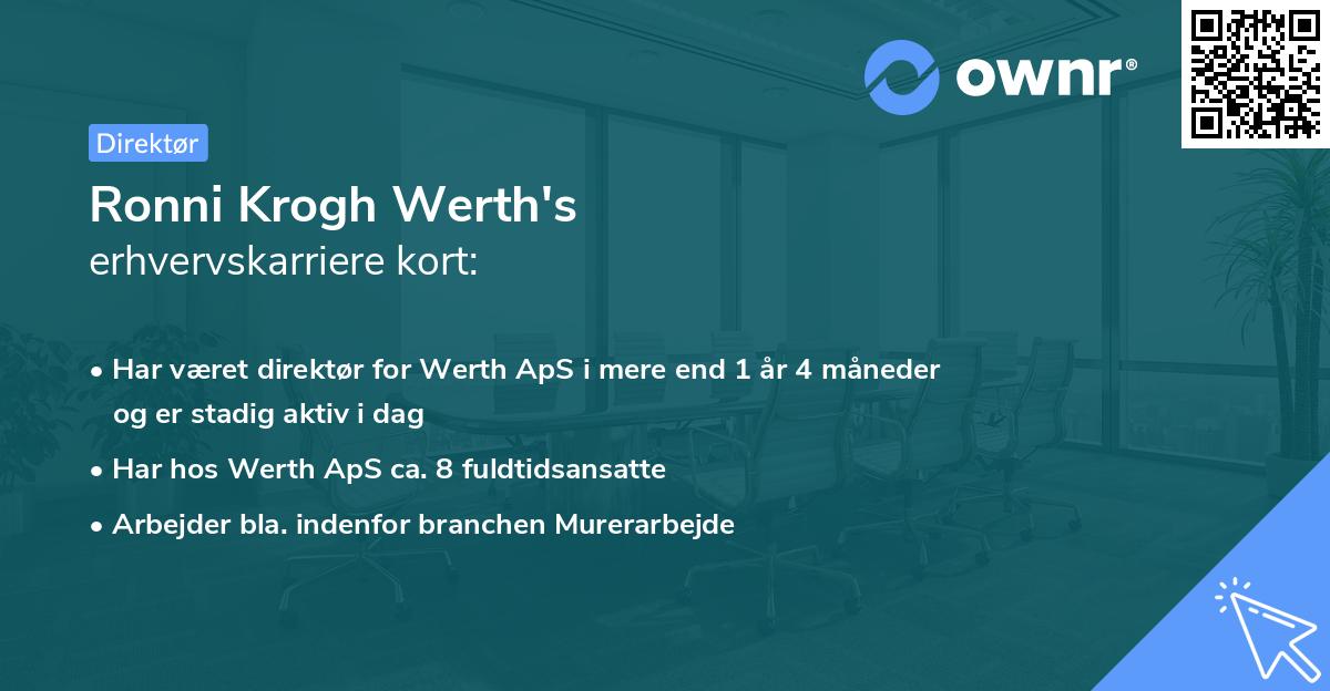 Ronni Krogh Werth's erhvervskarriere kort