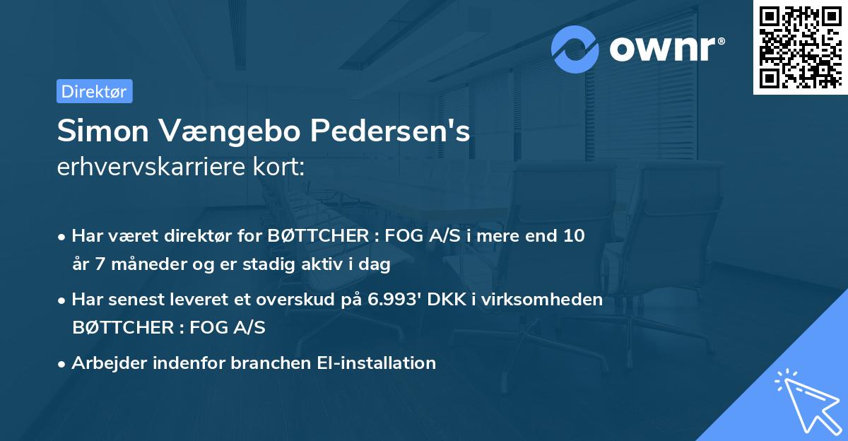Simon Vængebo Pedersen's erhvervskarriere kort