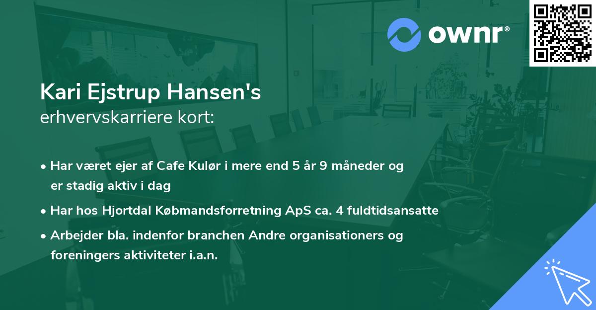 Kari Ejstrup Hansen's erhvervskarriere kort