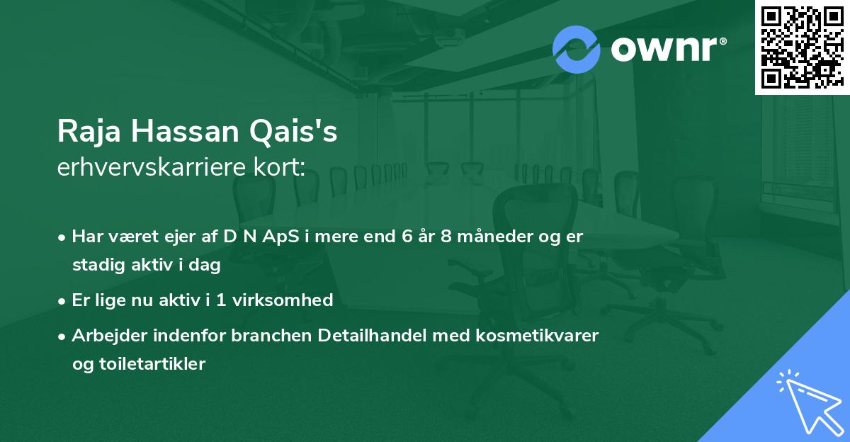Raja Hassan Qais's erhvervskarriere kort