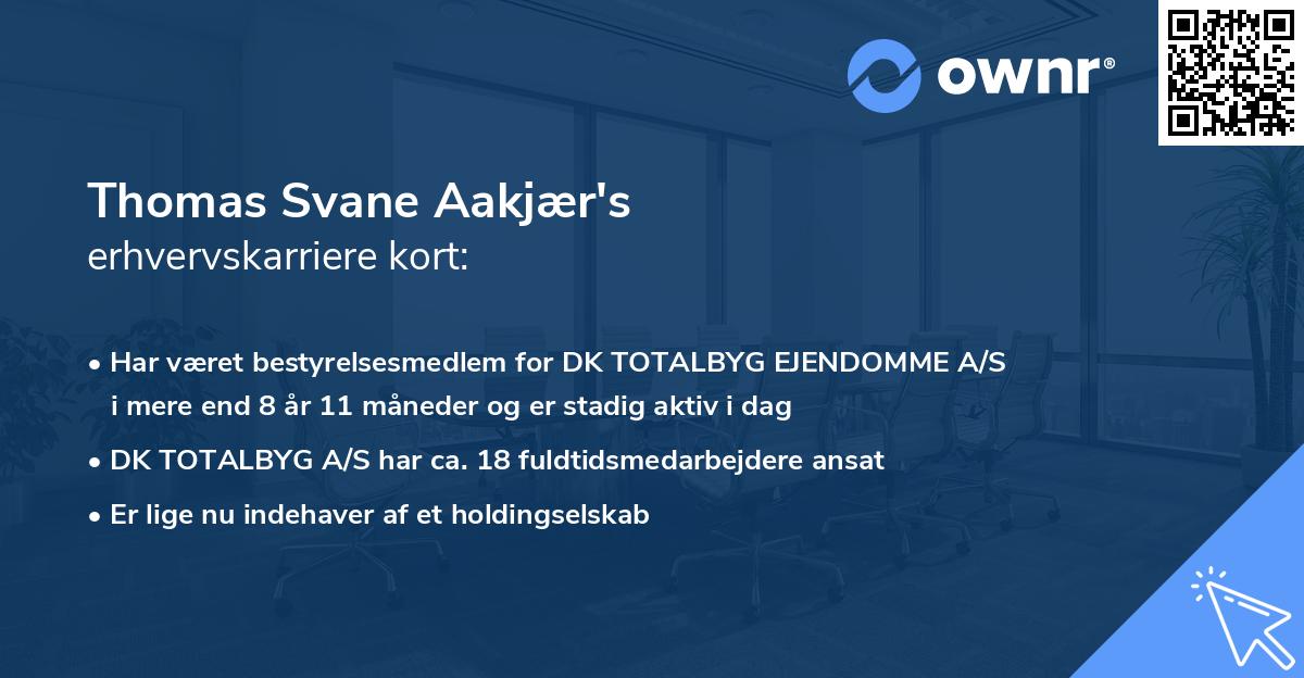 Thomas Svane Aakjær's erhvervskarriere kort