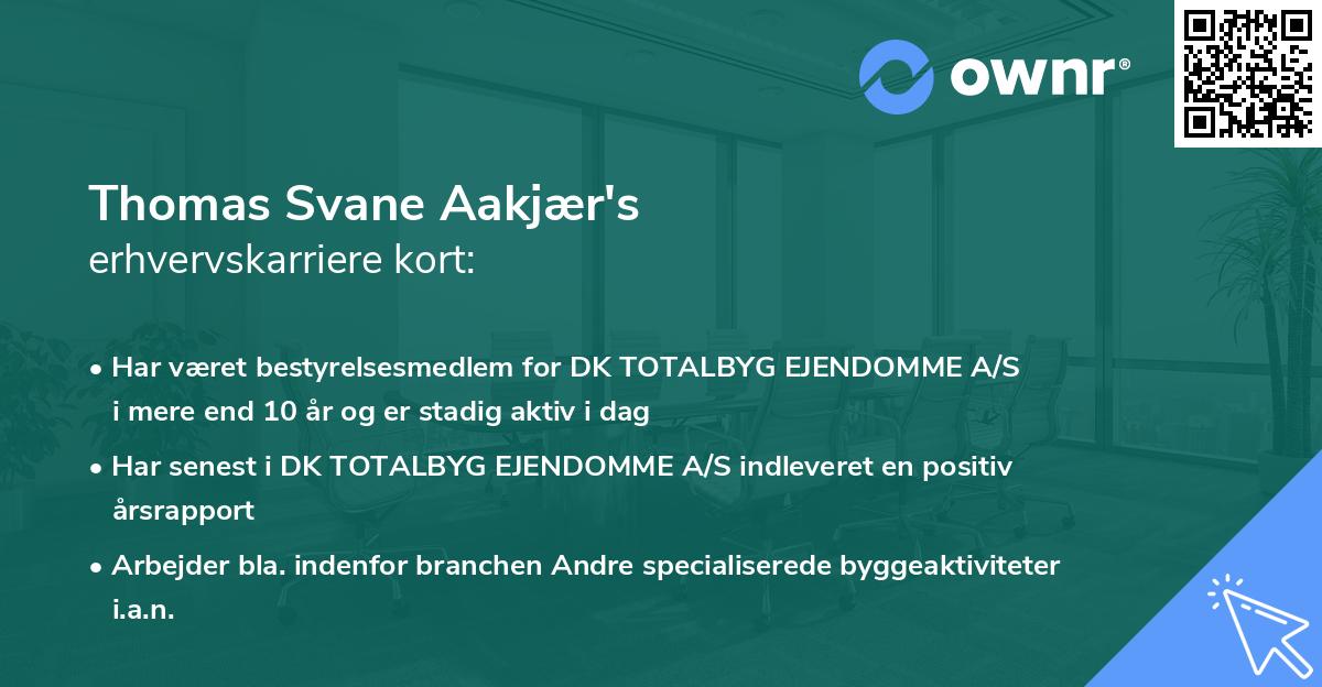 Thomas Svane Aakjær's erhvervskarriere kort