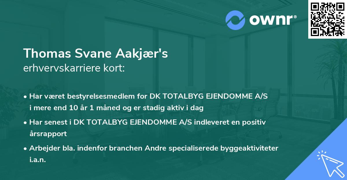 Thomas Svane Aakjær's erhvervskarriere kort