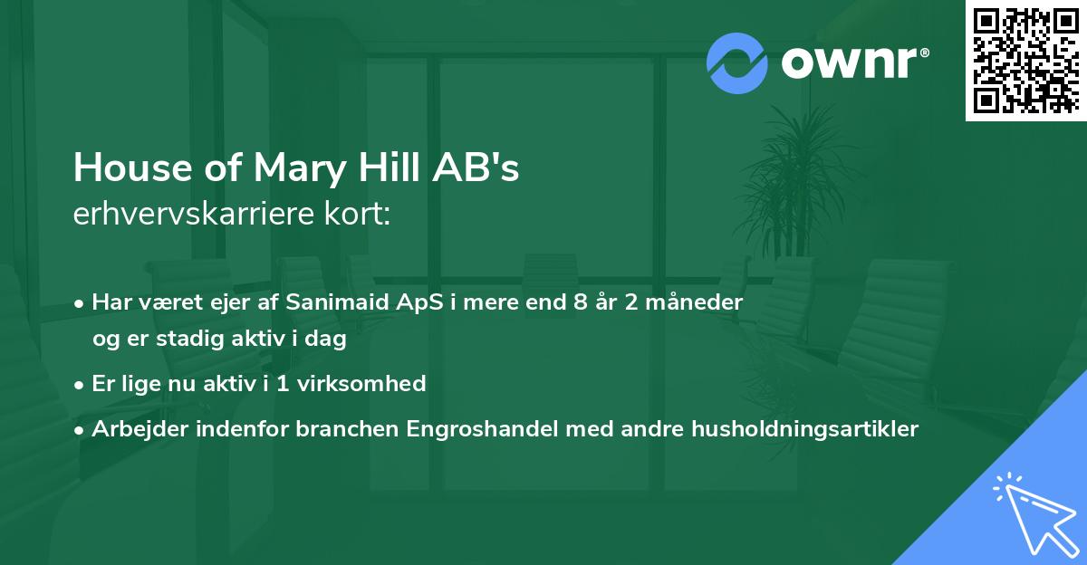 House of Mary Hill AB's erhvervskarriere kort