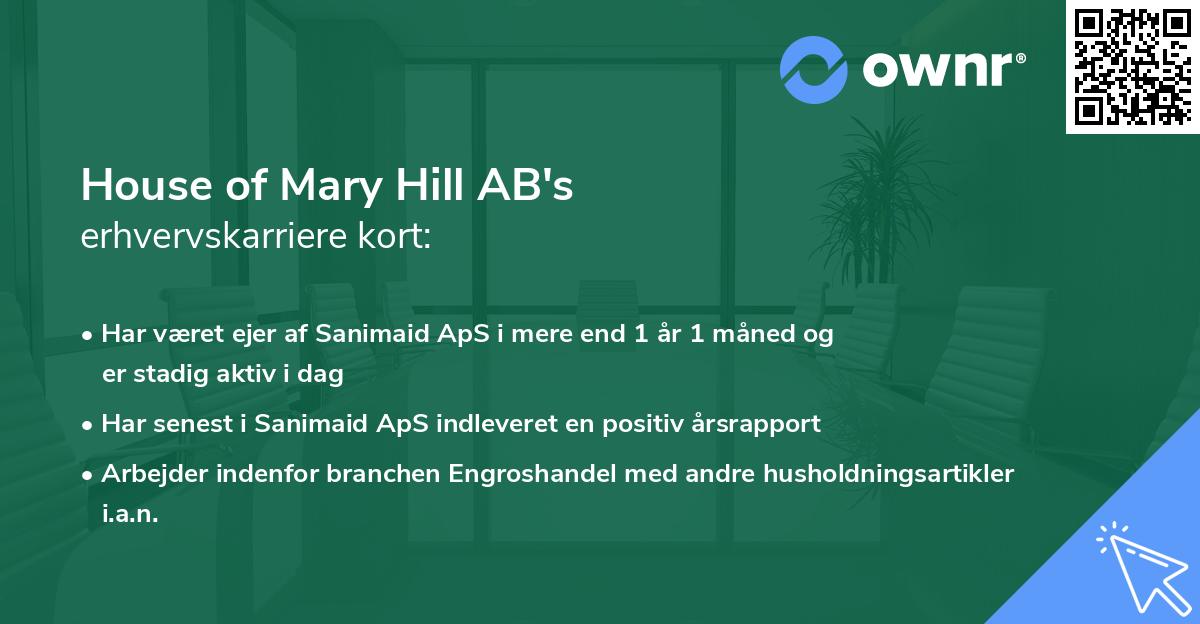 House of Mary Hill AB's erhvervskarriere kort