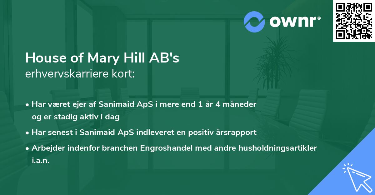 House of Mary Hill AB's erhvervskarriere kort