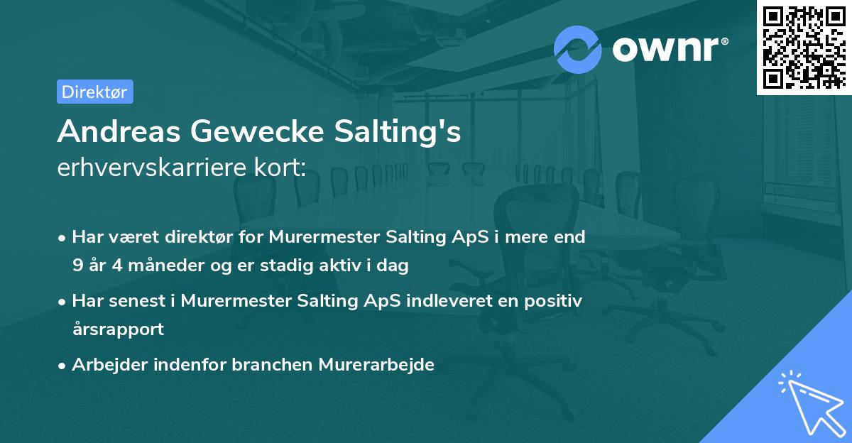 Andreas Gewecke Salting's erhvervskarriere kort